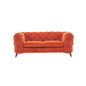 74" Orange And Silver Velvet Chesterfield Loveseat