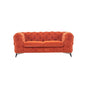 74" Orange And Silver Velvet Chesterfield Loveseat