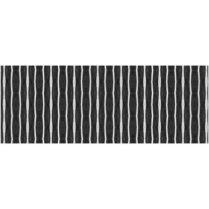 2' X 5' Black And White Modern Stripe Printed Vinyl Area Rug with UV Protection