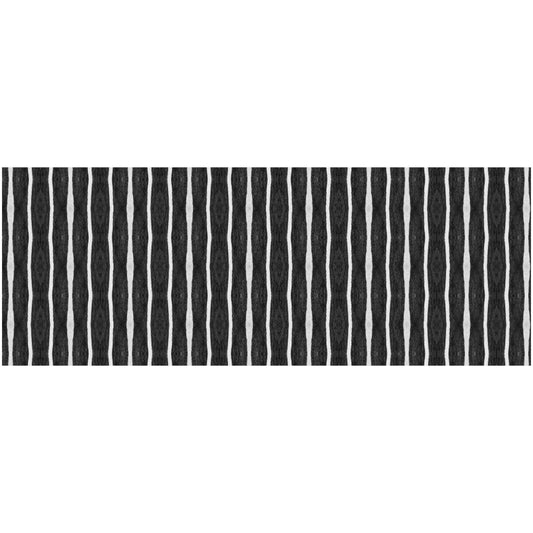 2' X 5' Black And White Modern Stripe Printed Vinyl Area Rug with UV Protection