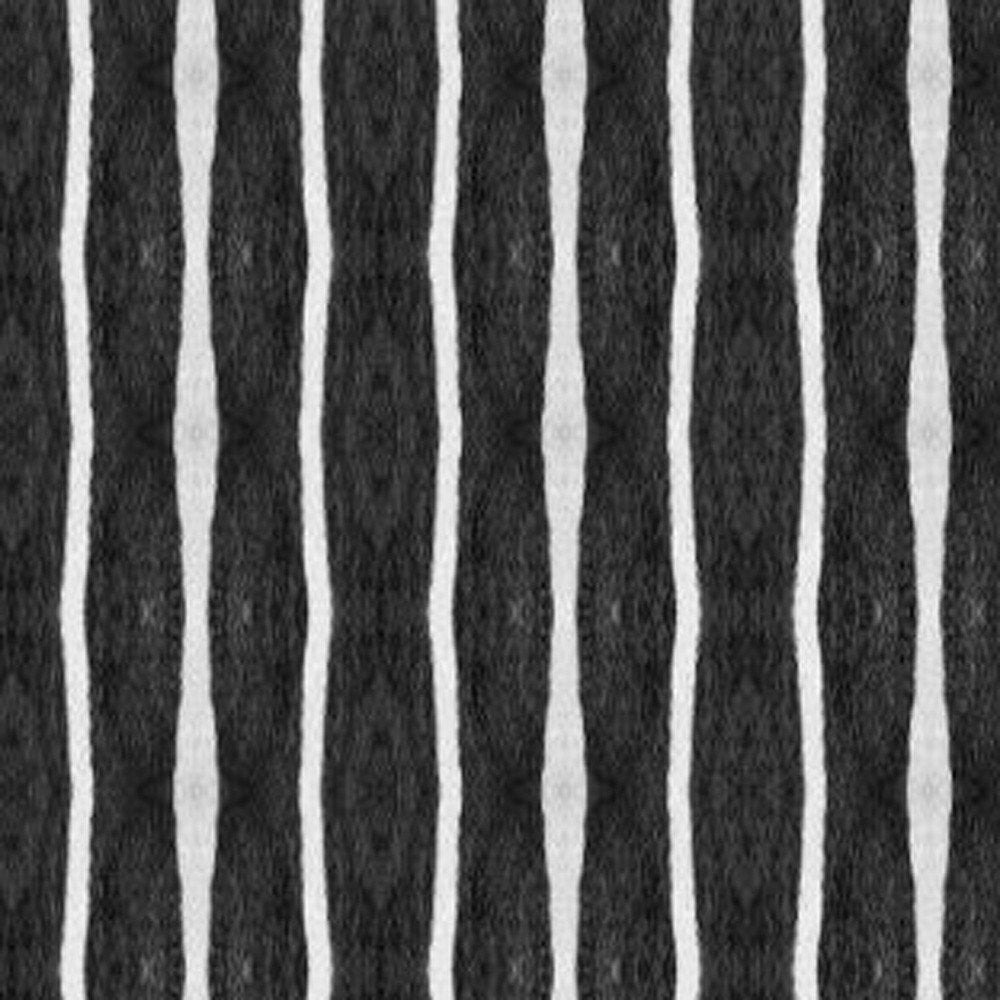 2' X 5' Black And White Modern Stripe Printed Vinyl Area Rug with UV Protection
