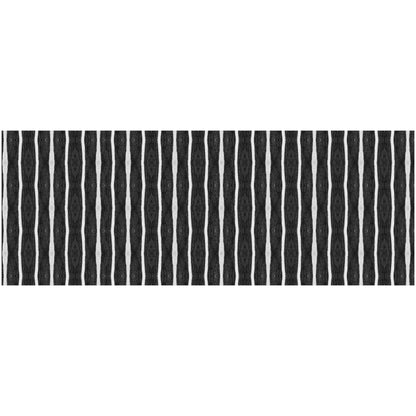 2' X 5' Black And White Modern Stripe Printed Vinyl Area Rug with UV Protection