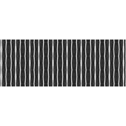 2' X 5' Black And White Modern Stripe Printed Vinyl Area Rug with UV Protection
