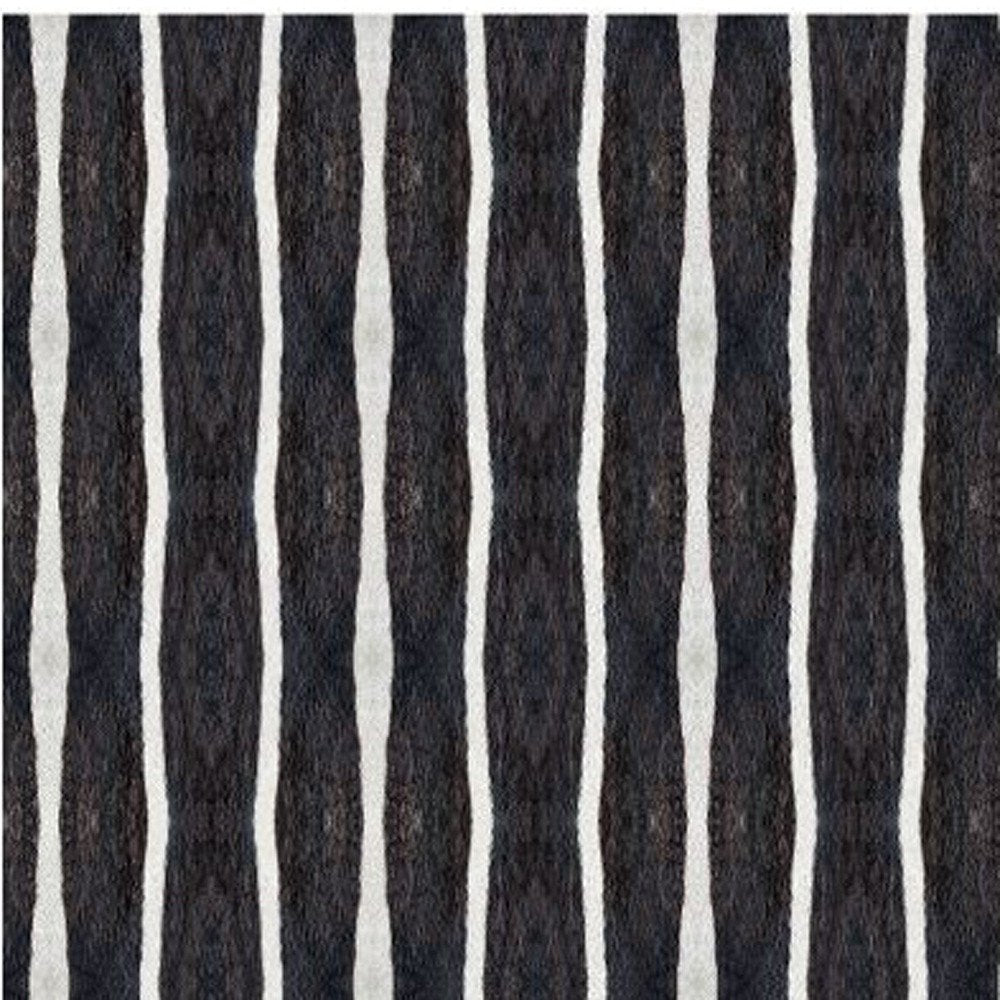 2' X 4' Black And White Modern Stripe Printed Vinyl Area Rug with UV Protection