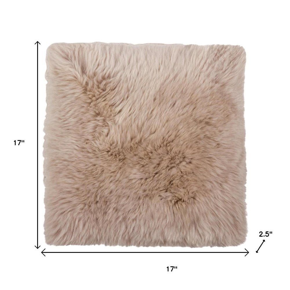 Set Of Two 17" X 17" Taupe Wool Solid Color Chair Pads