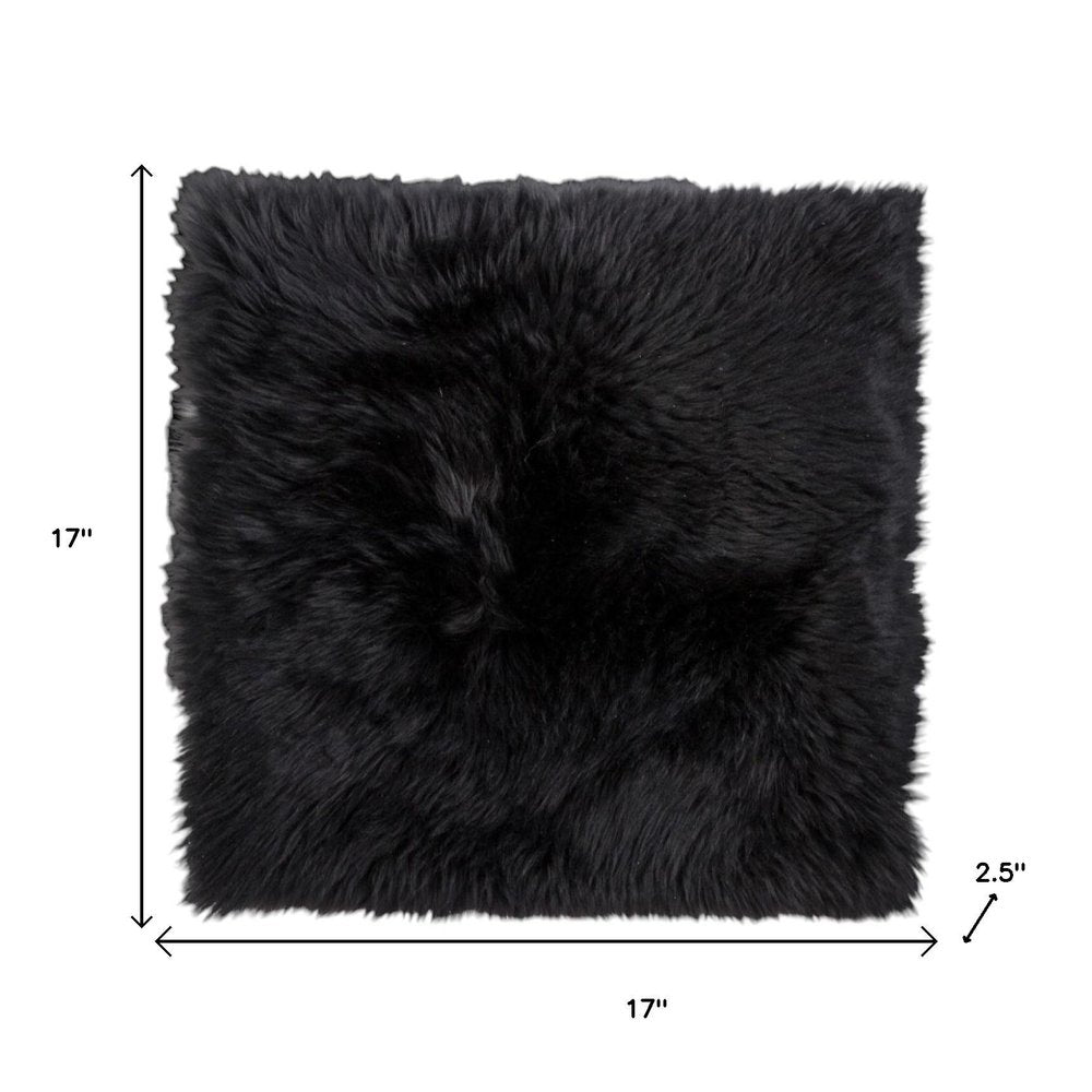 Set Of Two 17" X 17" Black Wool Chair Pads