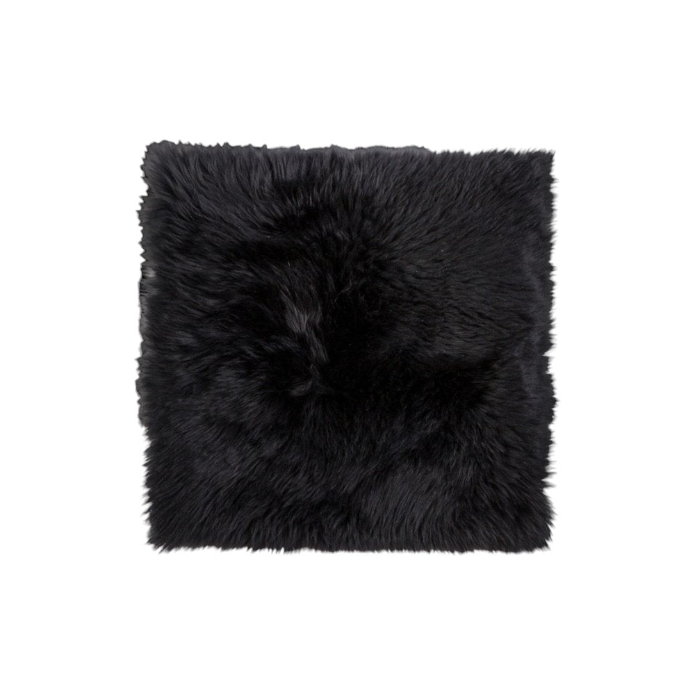 Set Of Two 17" X 17" Black Wool Chair Pads