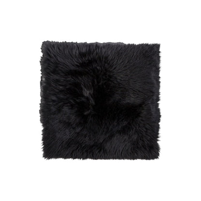 Set Of Two 17" X 17" Black Wool Chair Pads