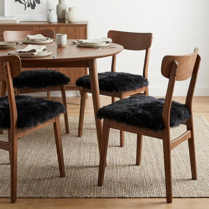 Set Of Four 17" X 17" Black Wool Chair Pads