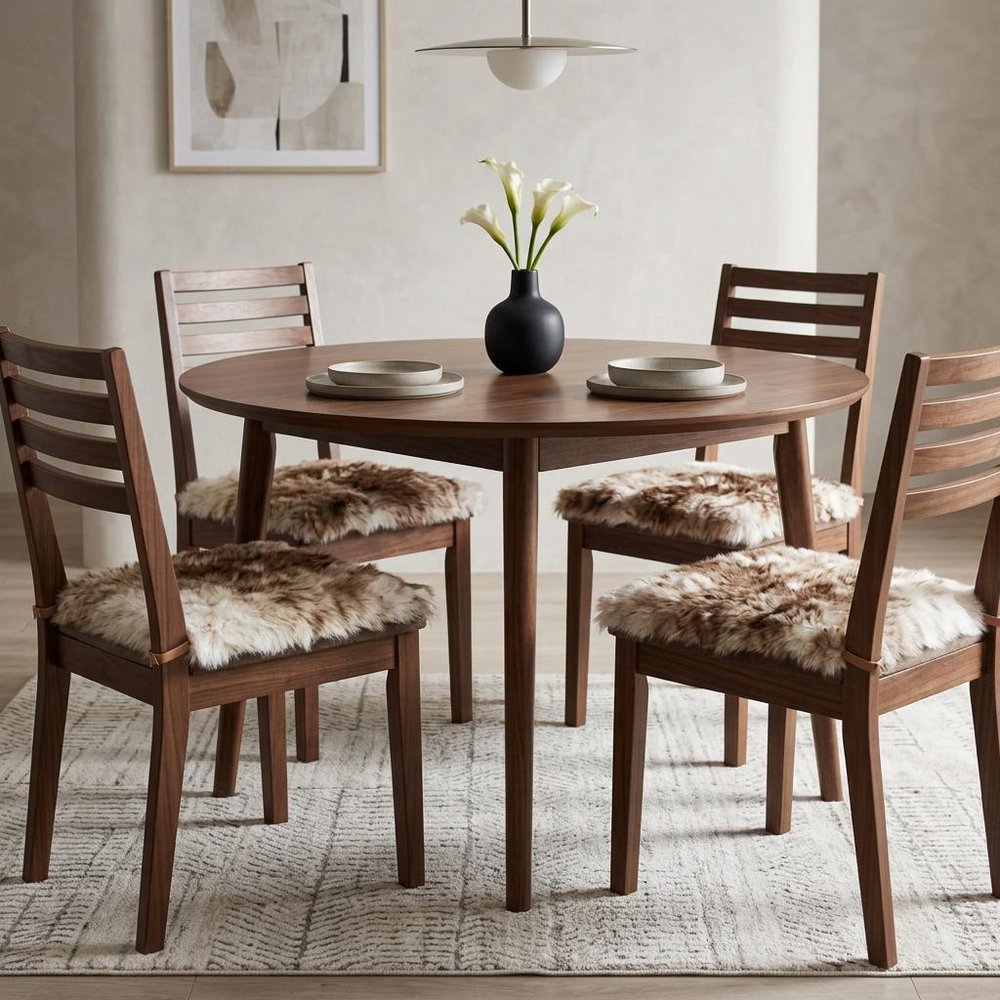 Set Of Four 17" X 17" Gradient Chocolate Wool Chair Pads