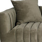 90" Gray Brown Velvet Sofa And Toss Pillows With Gold Legs