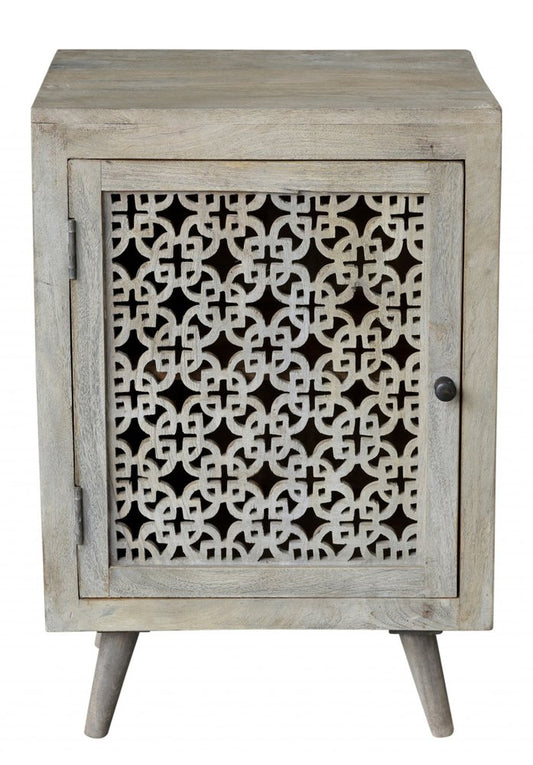 30" Gray Solid Wood Nightstand