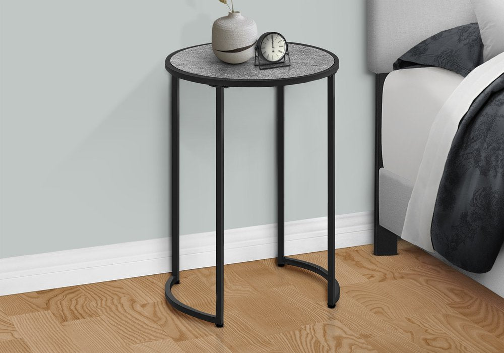 24" Black And Gray Round End Table