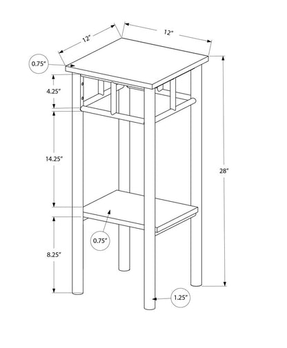 28" Black Square End Table With Shelf