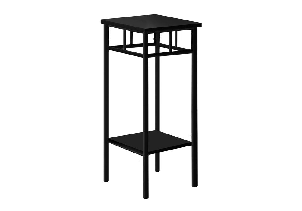 28" Black Square End Table With Shelf