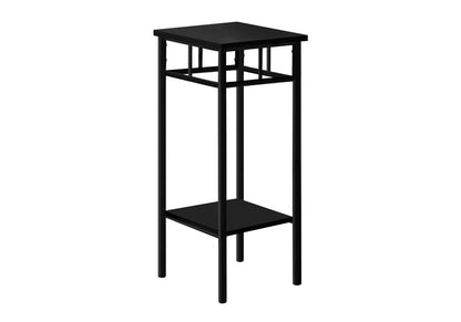 28" Black Square End Table With Shelf