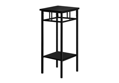 28" Black Square End Table With Shelf