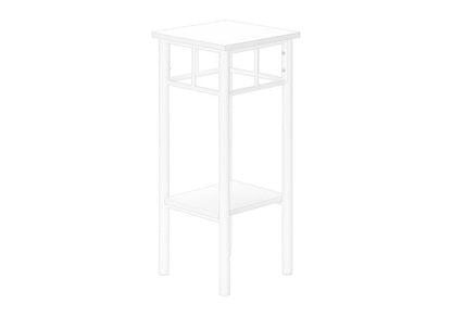 28" White Square End Table With Shelf
