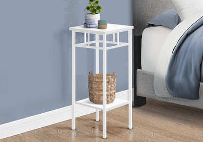 28" White Square End Table With Shelf