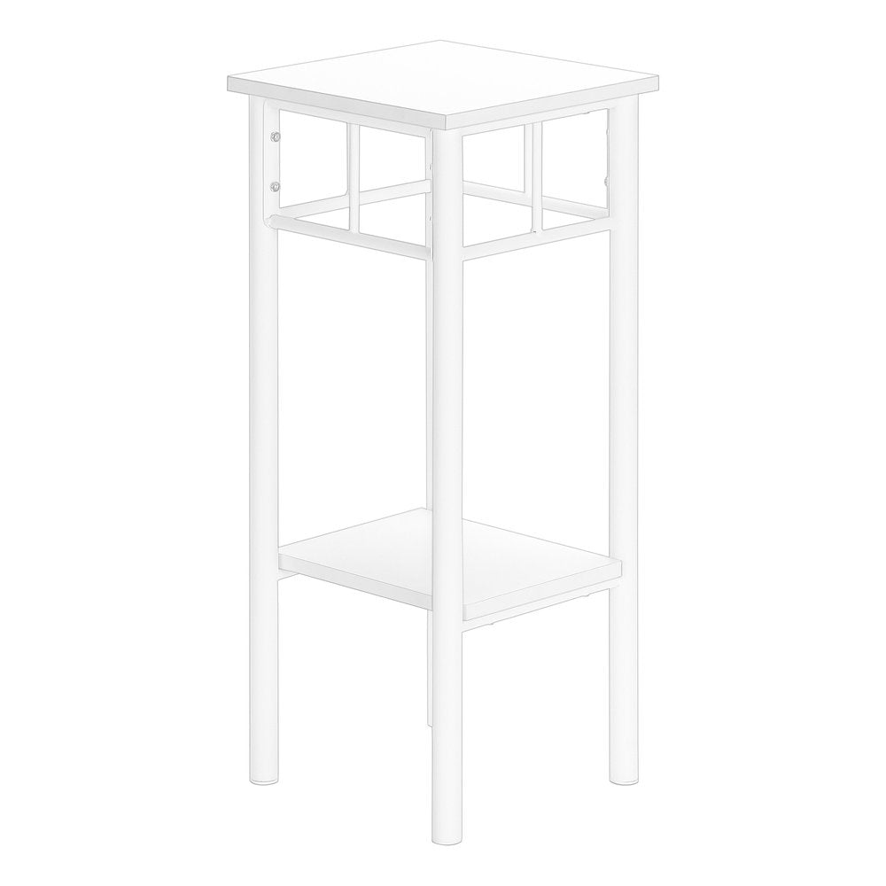 28" White Square End Table With Shelf