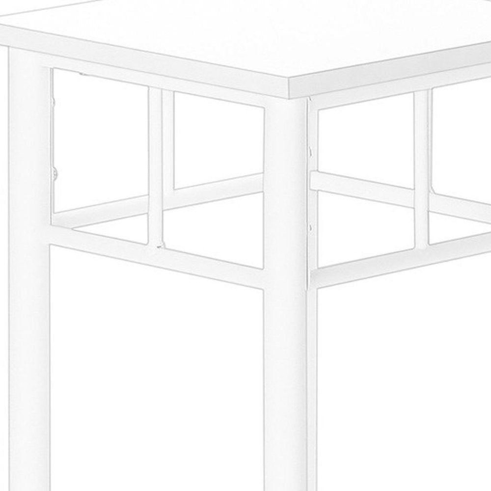 28" White Square End Table With Shelf