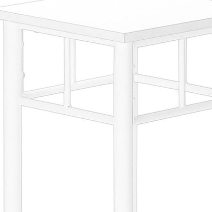 28" White Square End Table With Shelf
