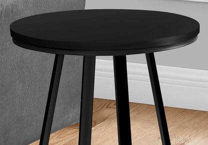 22" Black Wood And Iron Round Cross Legs End Table