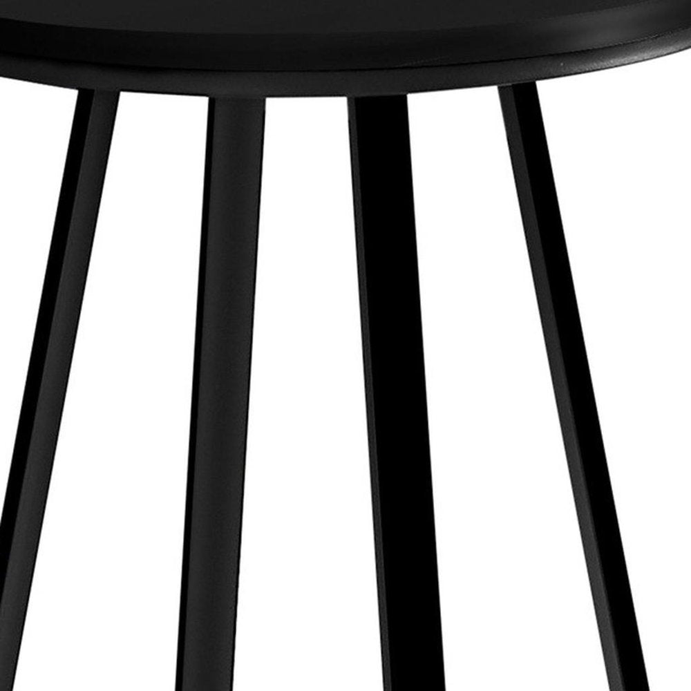 22" Black Wood And Iron Round Cross Legs End Table