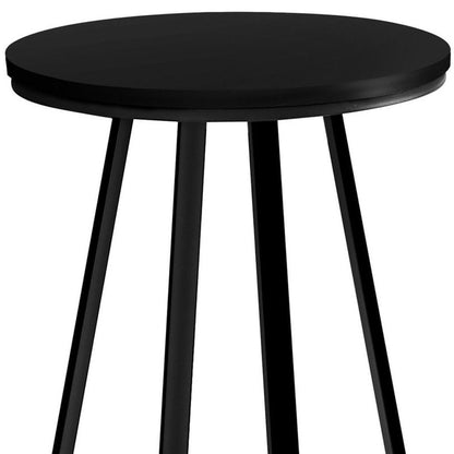 22" Black Wood And Iron Round Cross Legs End Table