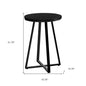 22" Black Wood And Iron Round Cross Legs End Table