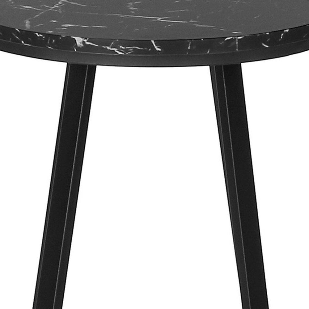 22" Black Round End Table