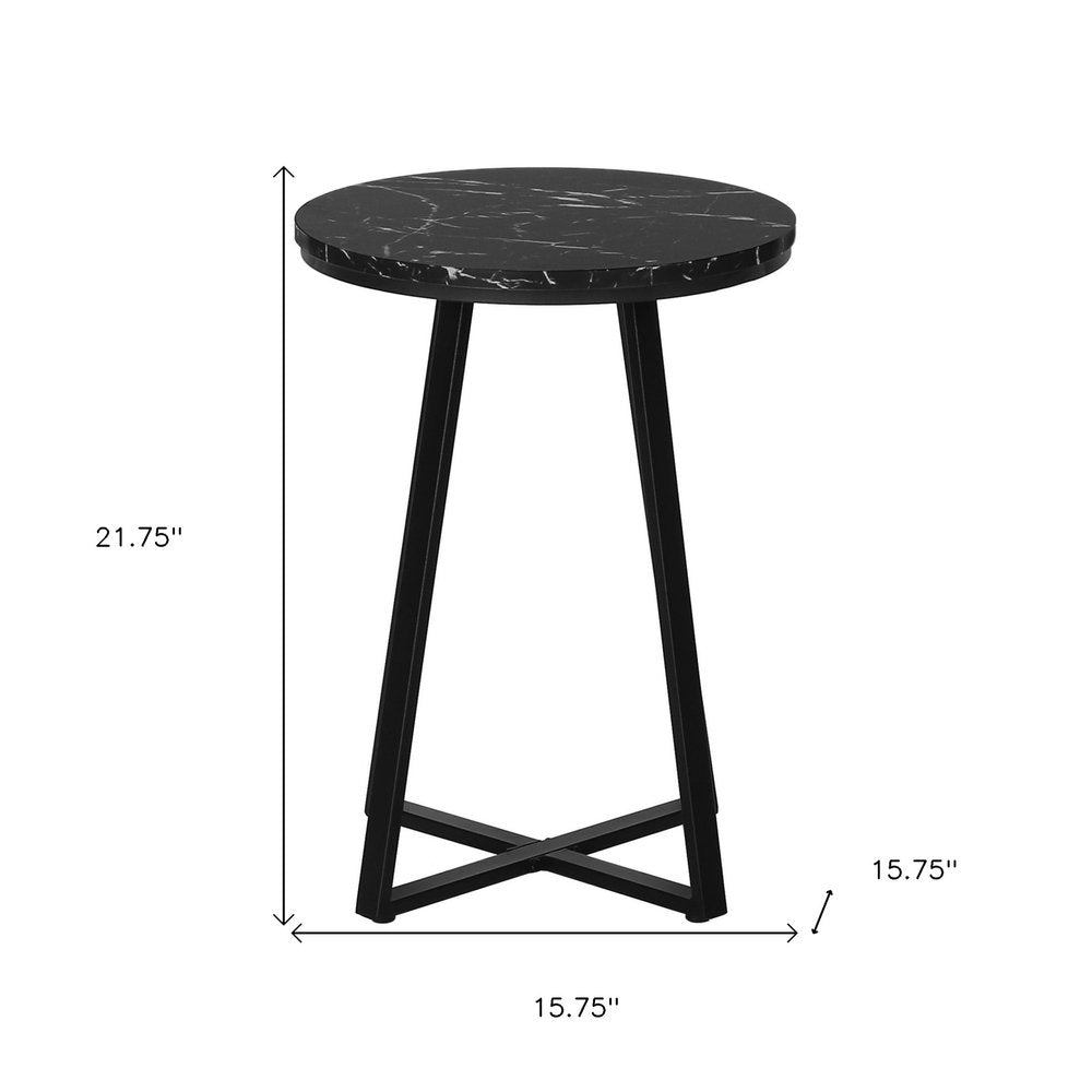 22" Black Round End Table