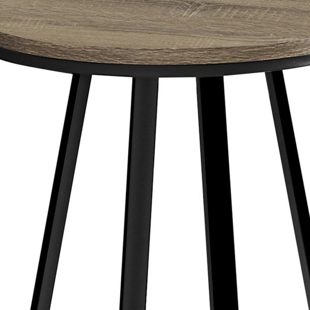 22" Black And Deep Taupe Round End Table
