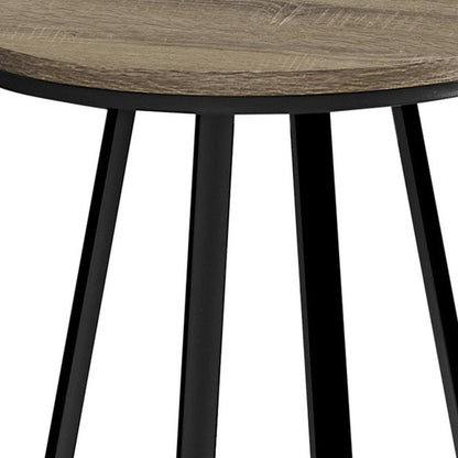 22" Black And Deep Taupe Round End Table