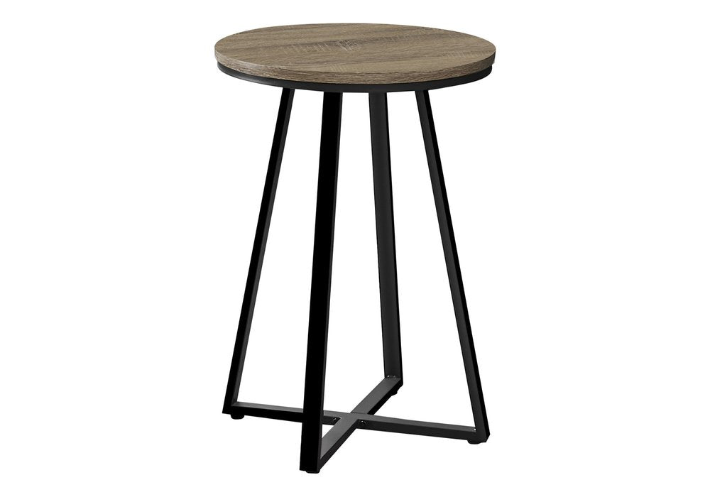 22" Black And Deep Taupe Round End Table