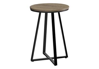 22" Black And Deep Taupe Round End Table