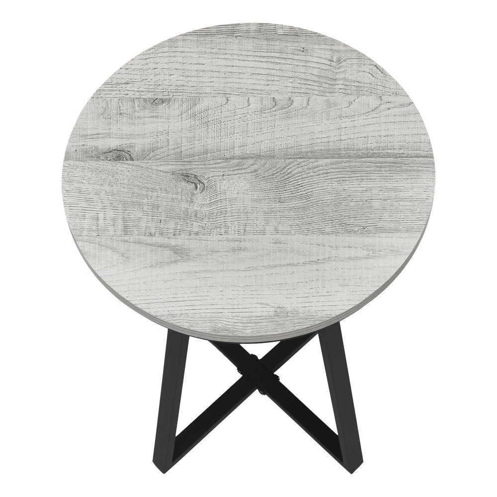 22" Black And Gray Round End Table