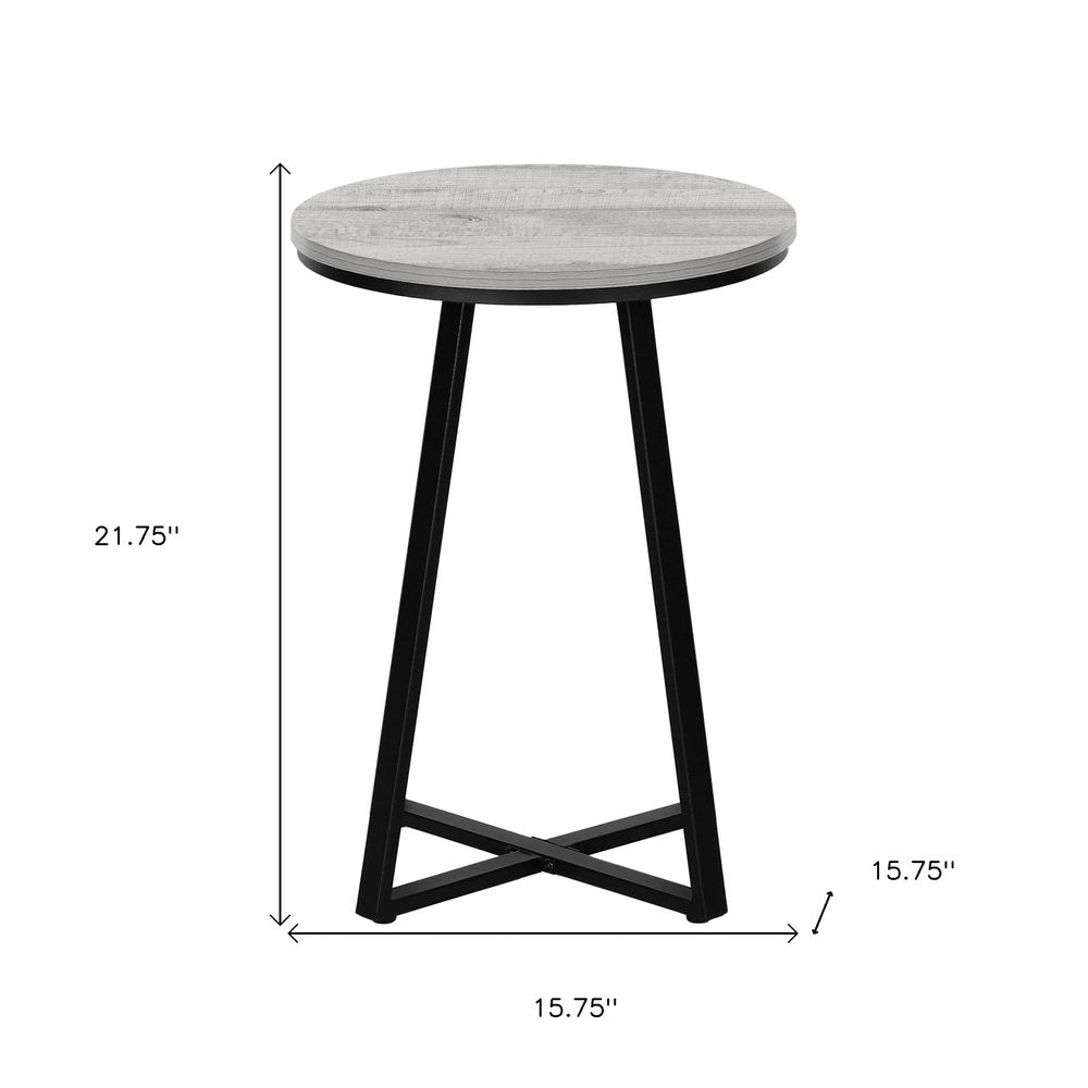 22" Black And Gray Round End Table