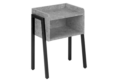 23" Dark Gray And Black Wood And Iron End Table With Shelf