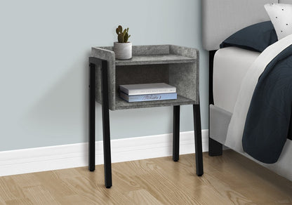 23" Dark Gray And Black Wood And Iron End Table With Shelf