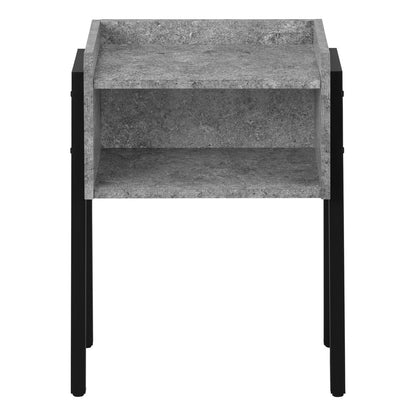 23" Dark Gray And Black Wood And Iron End Table With Shelf
