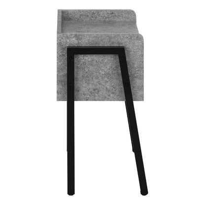 23" Dark Gray And Black Wood And Iron End Table With Shelf