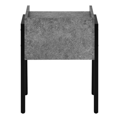 23" Dark Gray And Black Wood And Iron End Table With Shelf