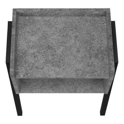 23" Dark Gray And Black Wood And Iron End Table With Shelf