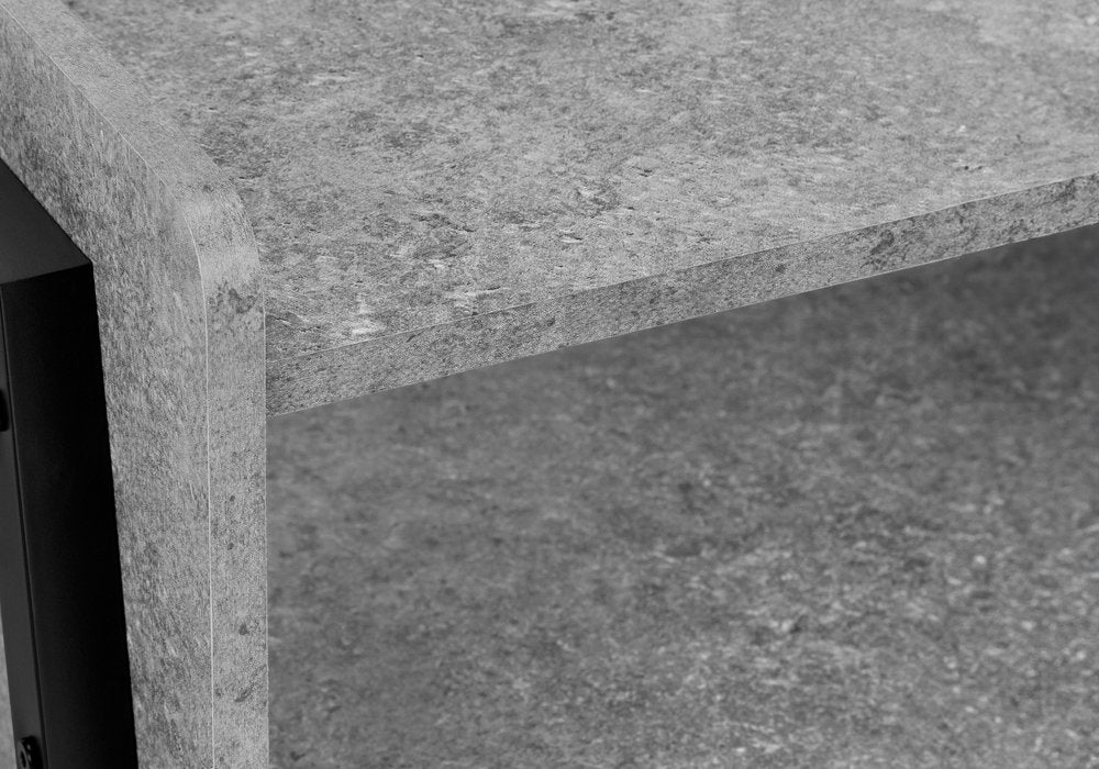 23" Dark Gray And Black Wood And Iron End Table With Shelf