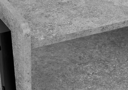 23" Dark Gray And Black Wood And Iron End Table With Shelf