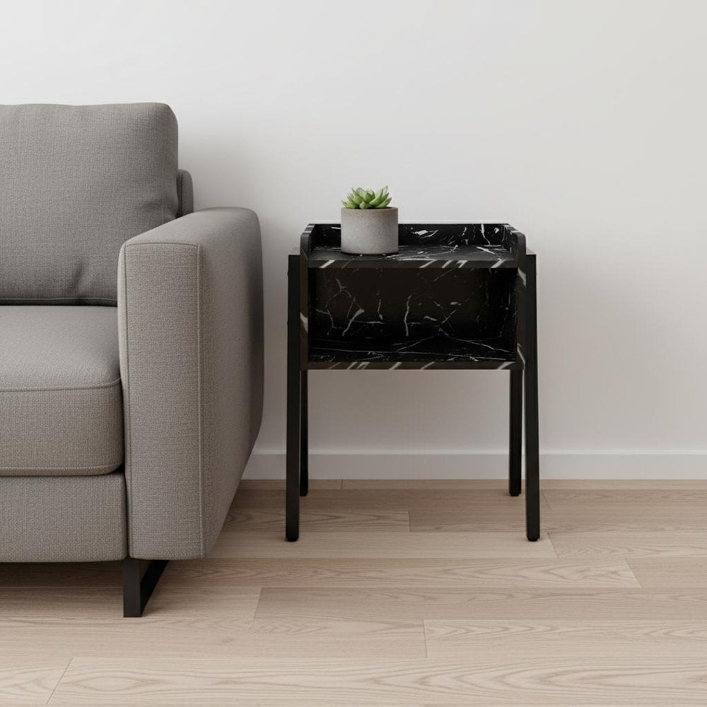 23" Black End Table With Shelf