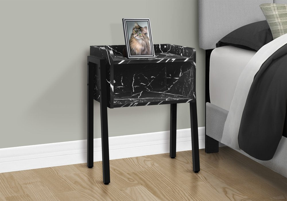 23" Black End Table With Shelf