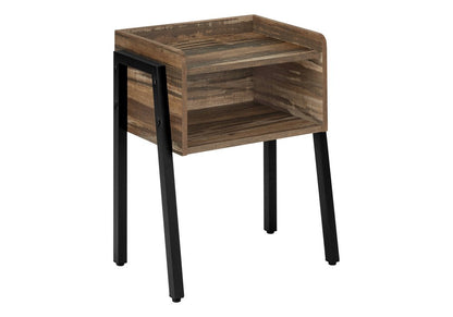 23" Black And Brown End Table With Shelf