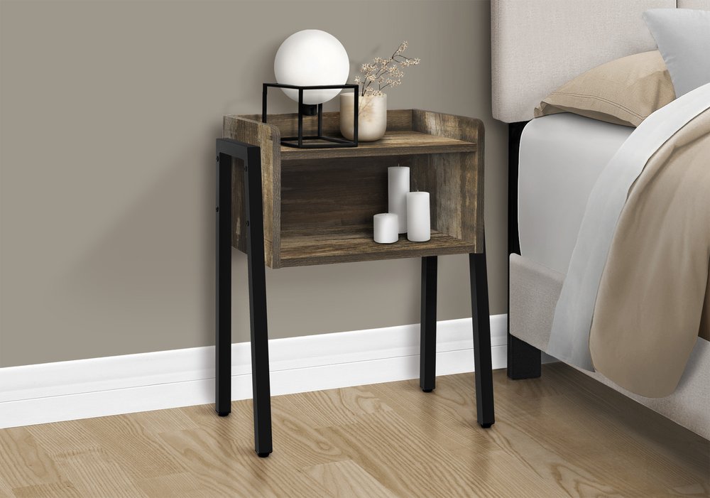 23" Black And Brown End Table With Shelf